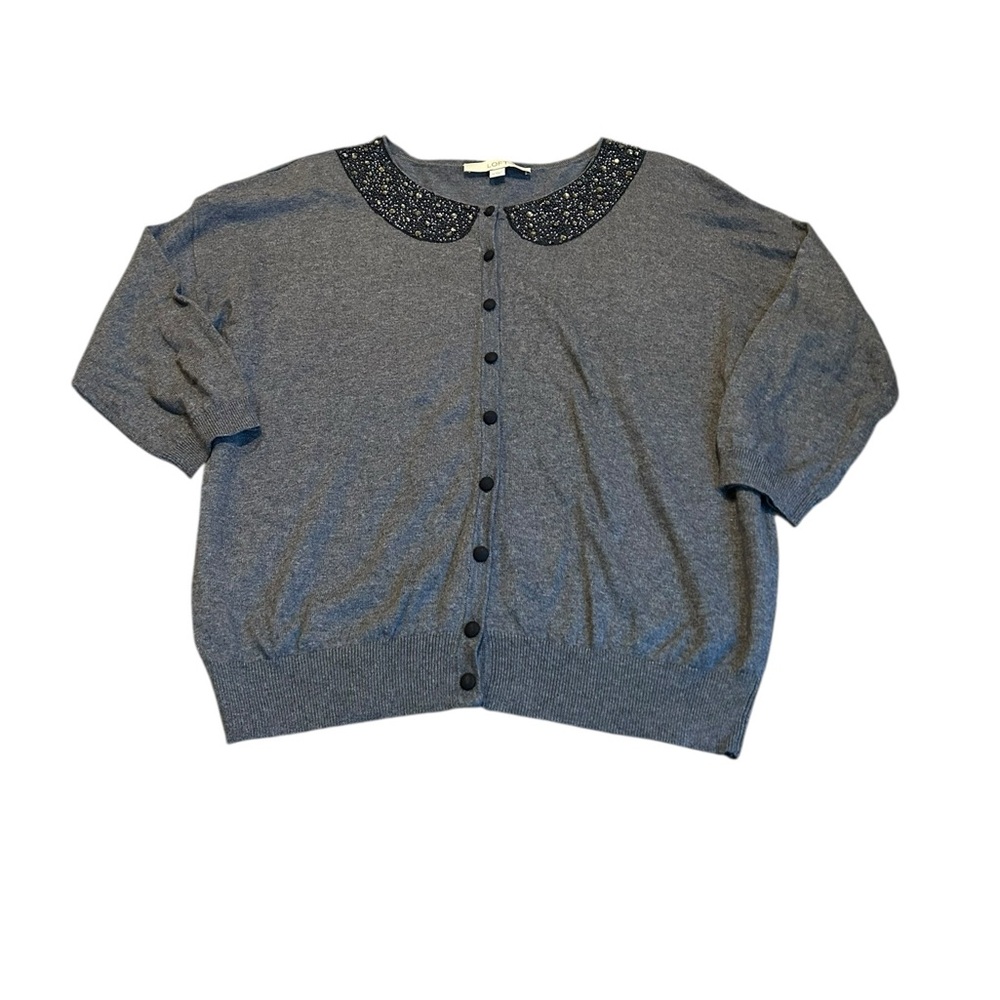 LOFT beaded cardigan with 3/4 sleeves